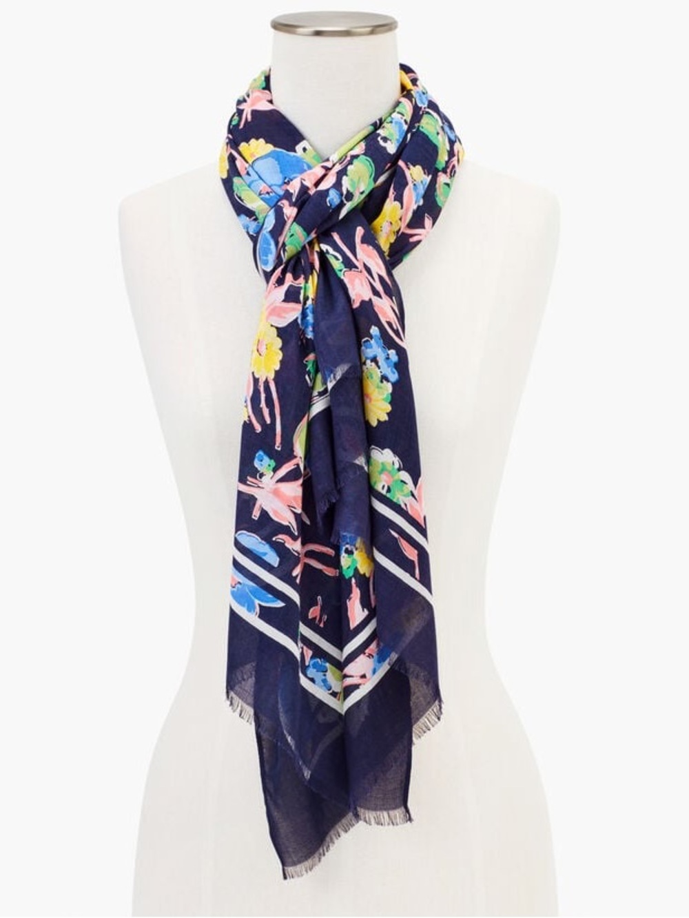 Talbots Playful Floral Oblong Scarf Navy Floral - NWOT
